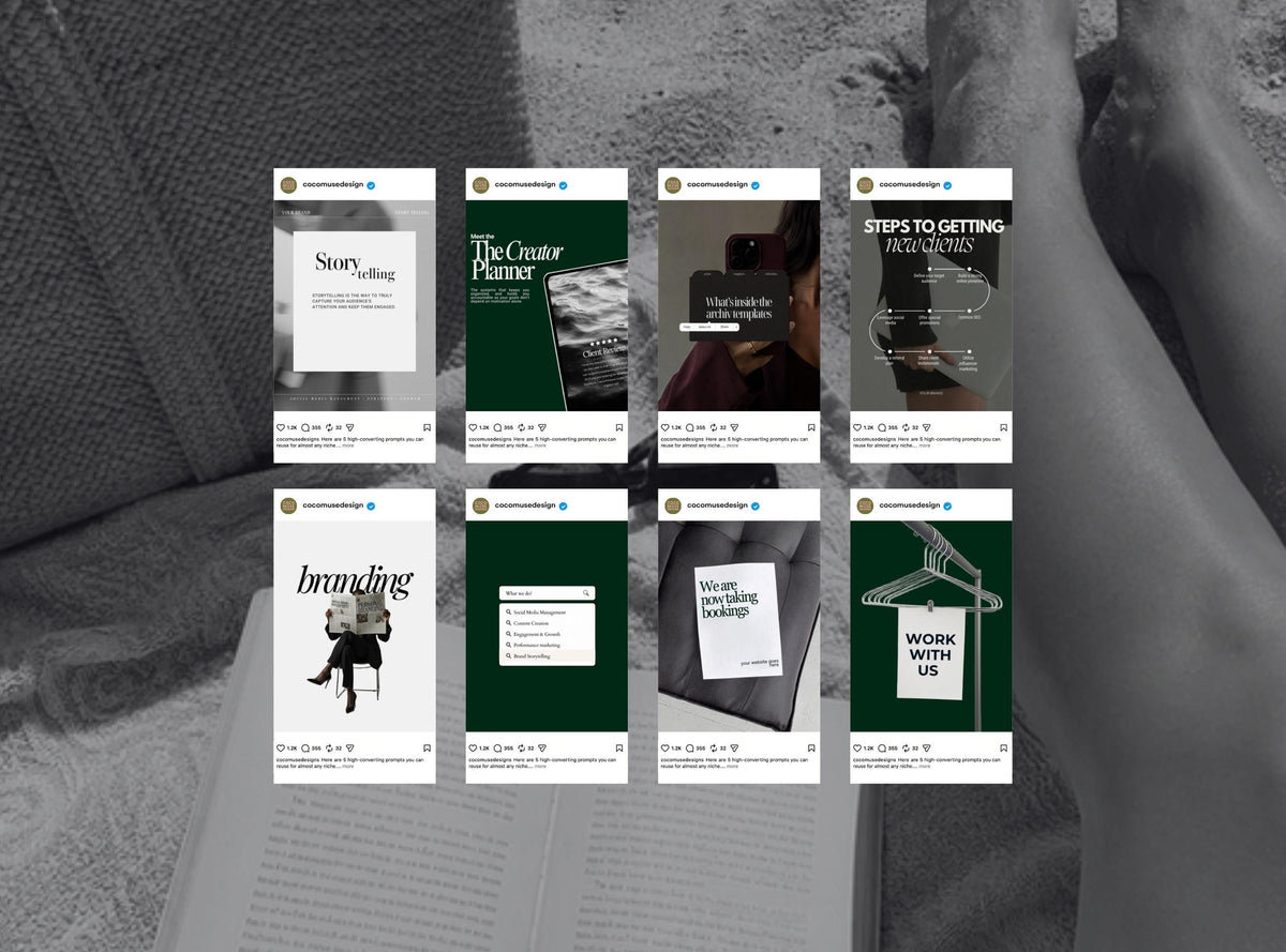 20 Canva Instagram Post Templates | Green SMM Social Media Templates for Small Business Owners