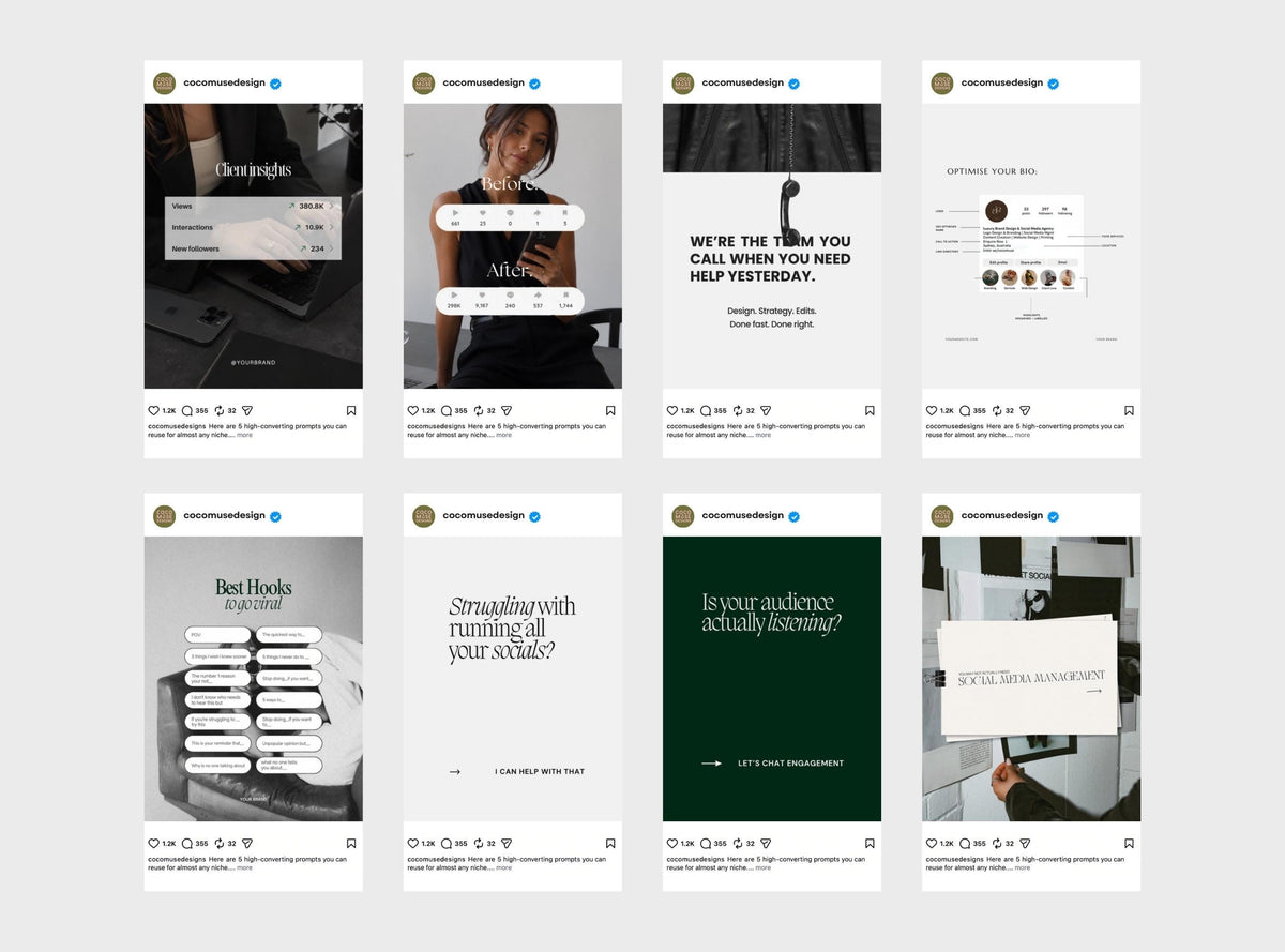 Editable Instagram Templates Canva | Green SMM Content Pack | 20 Social Media Post Templates