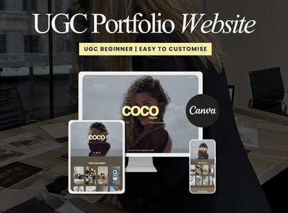 Beginner UGC Portfolio Website Template | Canva Lifestyle Creator / Brand Pitch Website | Coco Olive Earthy Style