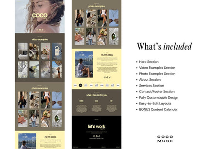 Beginner UGC Portfolio Website Template | Canva Lifestyle Creator / Brand Pitch Website | Coco Olive Earthy Style