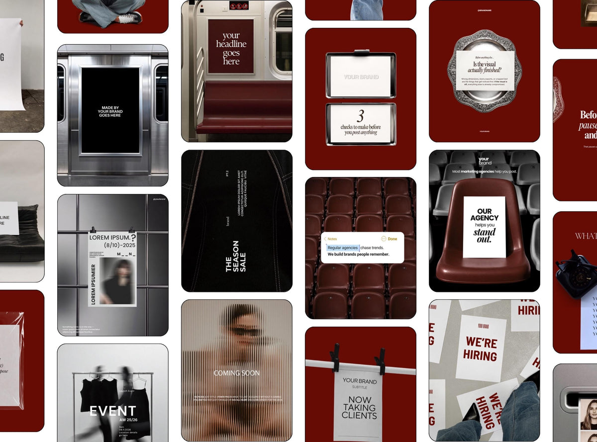 Editable Instagram Templates Canva | Burgundy Ad Mockup Content Pack | 30 Social Media Post Templates