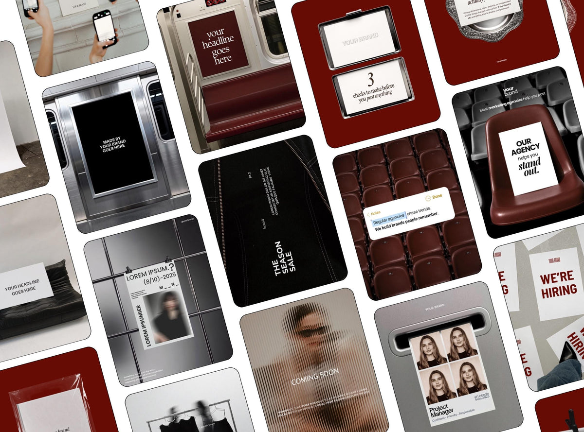 Editable Instagram Templates Canva | Burgundy Ad Mockup Content Pack | 30 Social Media Post Templates