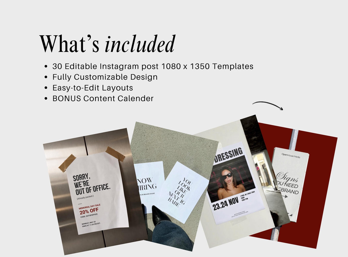 Editable Instagram Templates Canva | Burgundy Ad Mockup Content Pack | 30 Social Media Post Templates