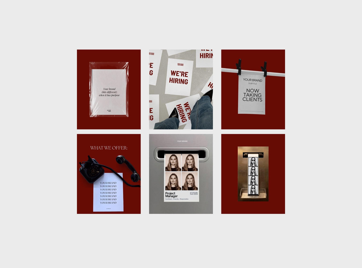 Editable Instagram Templates Canva | Burgundy Ad Mockup Content Pack | 30 Social Media Post Templates