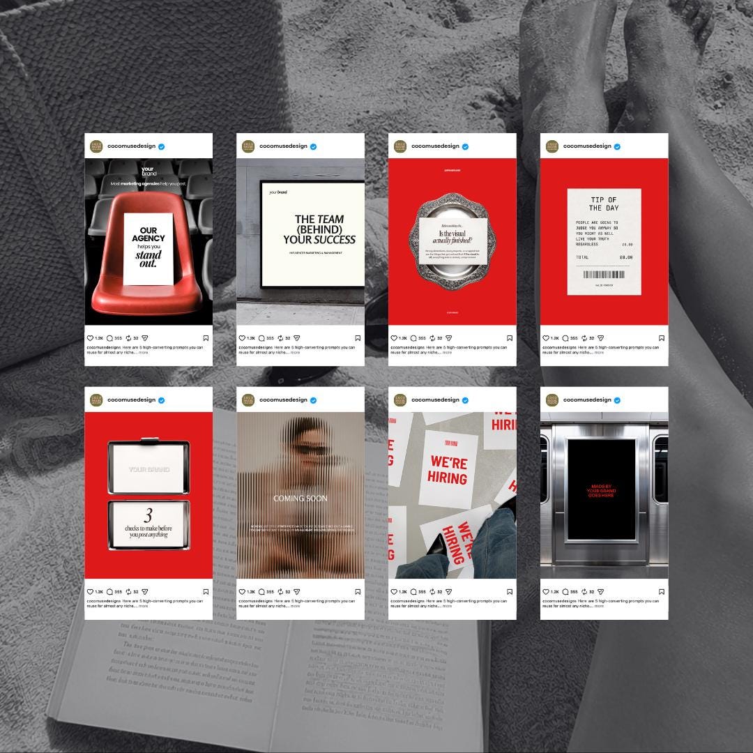 Ad creative Meta Red Templates | 30 Canva Ad Mockups & Instagram Post Templates | Static Ads Social Media Managers Small Business Marketing