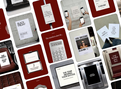 Instagram Templates Canva | 30 Editable Social Media Post Templates for Small Business | Burgundy Aesthetic Content Pack