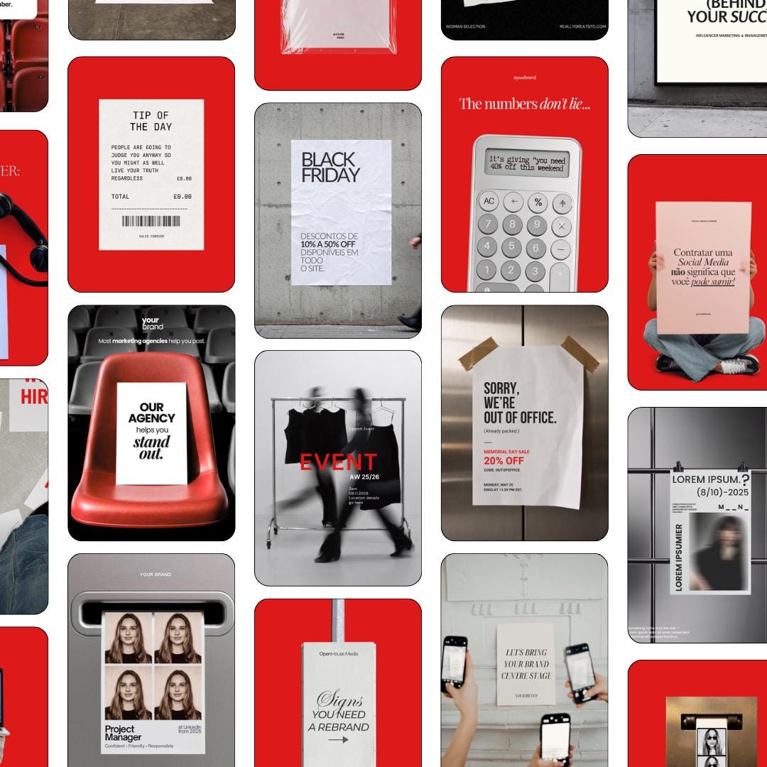 Red black Instagram Templates | 30 Canva Ad Mockups & Instagram Post Templates | Static Ads Social Media Managers Small Business Marketing