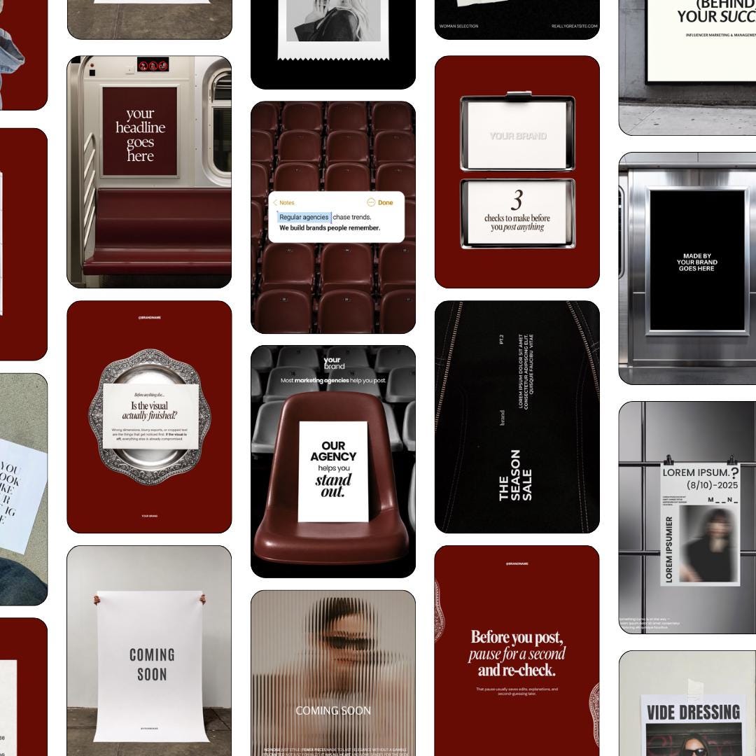 Burgundy Ad Creative Templates |Canva Ad Mockups & Instagram Post Templates | Static Ads Social Media Managers Small Business Marketing