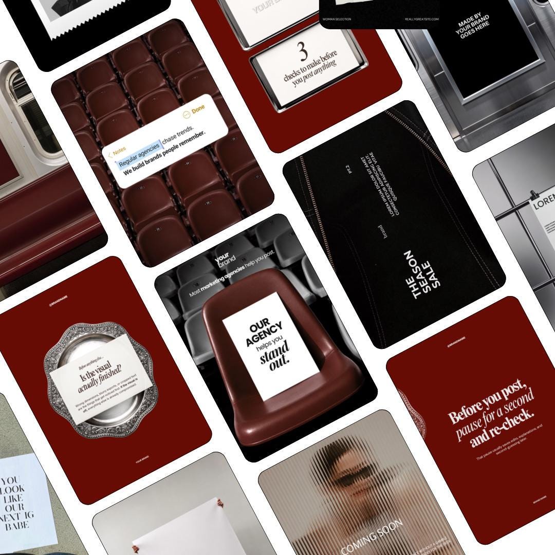 Burgundy Ad Creative Templates |Canva Ad Mockups & Instagram Post Templates | Static Ads Social Media Managers Small Business Marketing