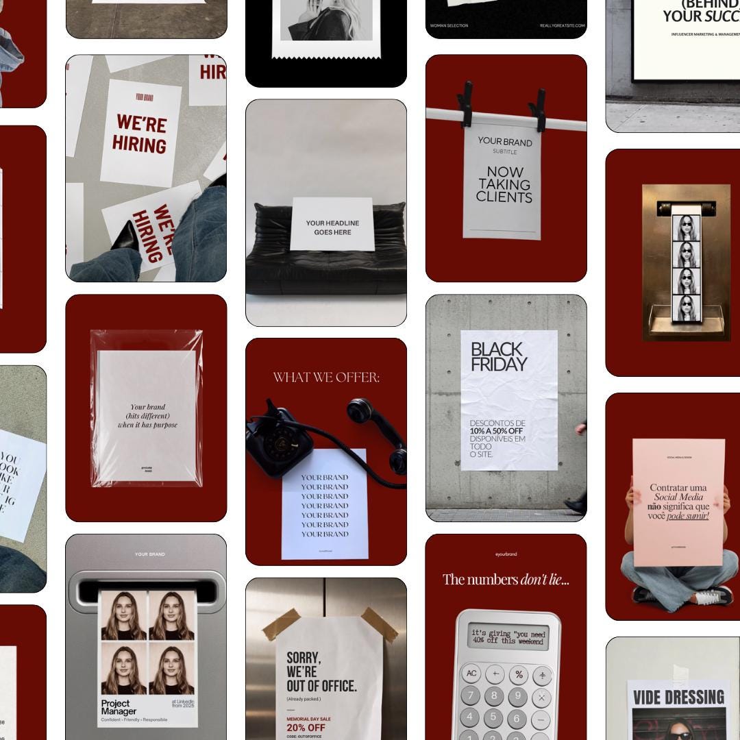 Burgundy Ad Creative Templates |Canva Ad Mockups & Instagram Post Templates | Static Ads Social Media Managers Small Business Marketing
