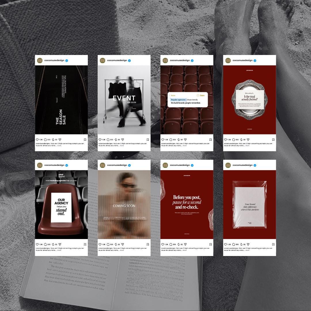 Burgundy Ad Creative Templates |Canva Ad Mockups & Instagram Post Templates | Static Ads Social Media Managers Small Business Marketing