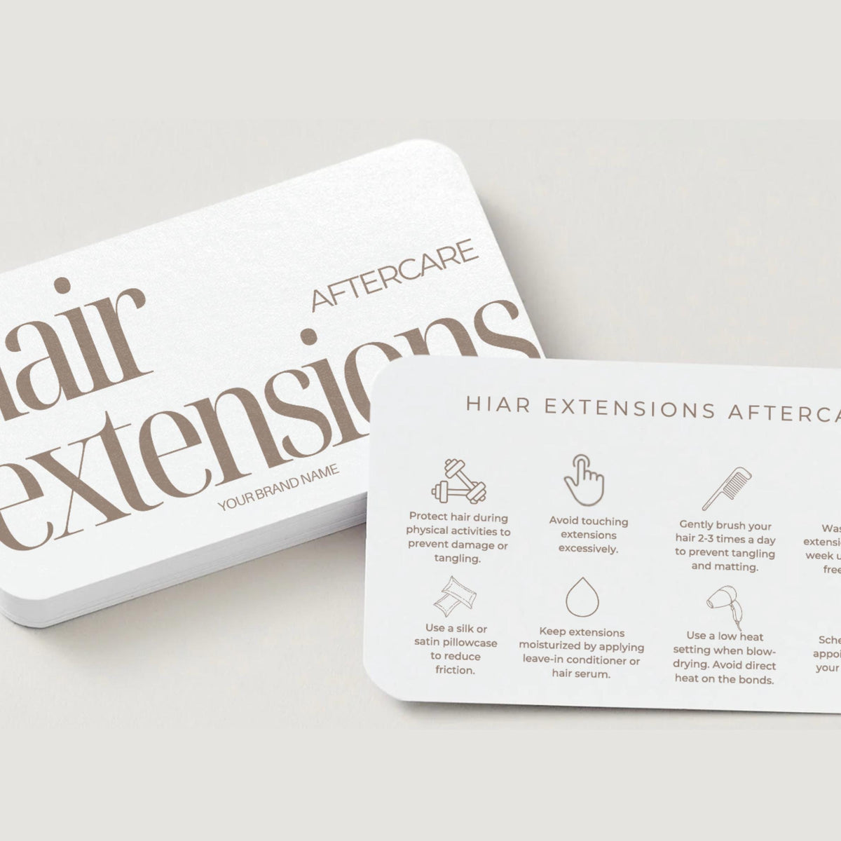 Hair Extension Aftercare Cards | Hair Extension Care Card for Clients | Editable Printable Salon Template | Hair Salon Business Card