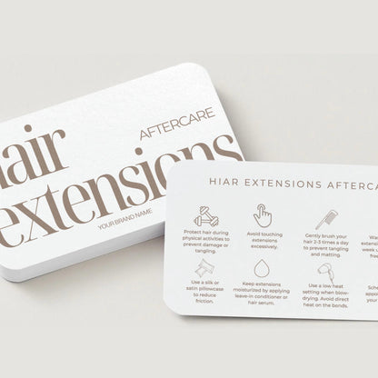 Hair Extension Aftercare Cards | Hair Extension Care Card for Clients | Editable Printable Salon Template | Hair Salon Business Card