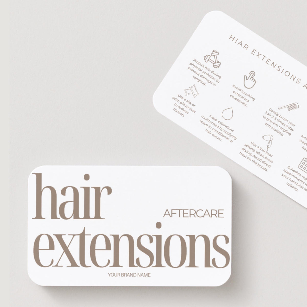 Hair Extension Aftercare Cards | Hair Extension Care Card for Clients | Editable Printable Salon Template | Hair Salon Business Card