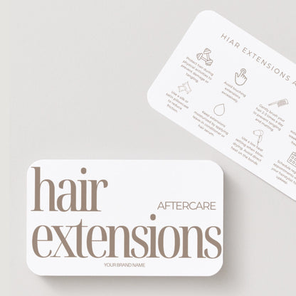 Hair Extension Aftercare Cards | Hair Extension Care Card for Clients | Editable Printable Salon Template | Hair Salon Business Card