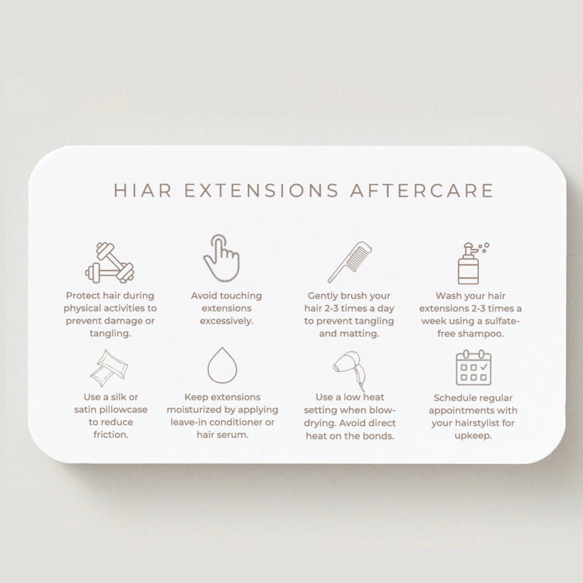 Hair Extension Aftercare Cards | Hair Extension Care Card for Clients | Editable Printable Salon Template | Hair Salon Business Card