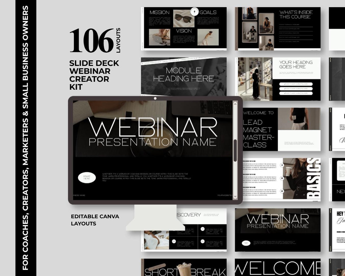 Masterclass Slide Deck Template | Workshop Presentation | Webinar Slides Canva Template | Business Training, Course Creator, Coaching Kit