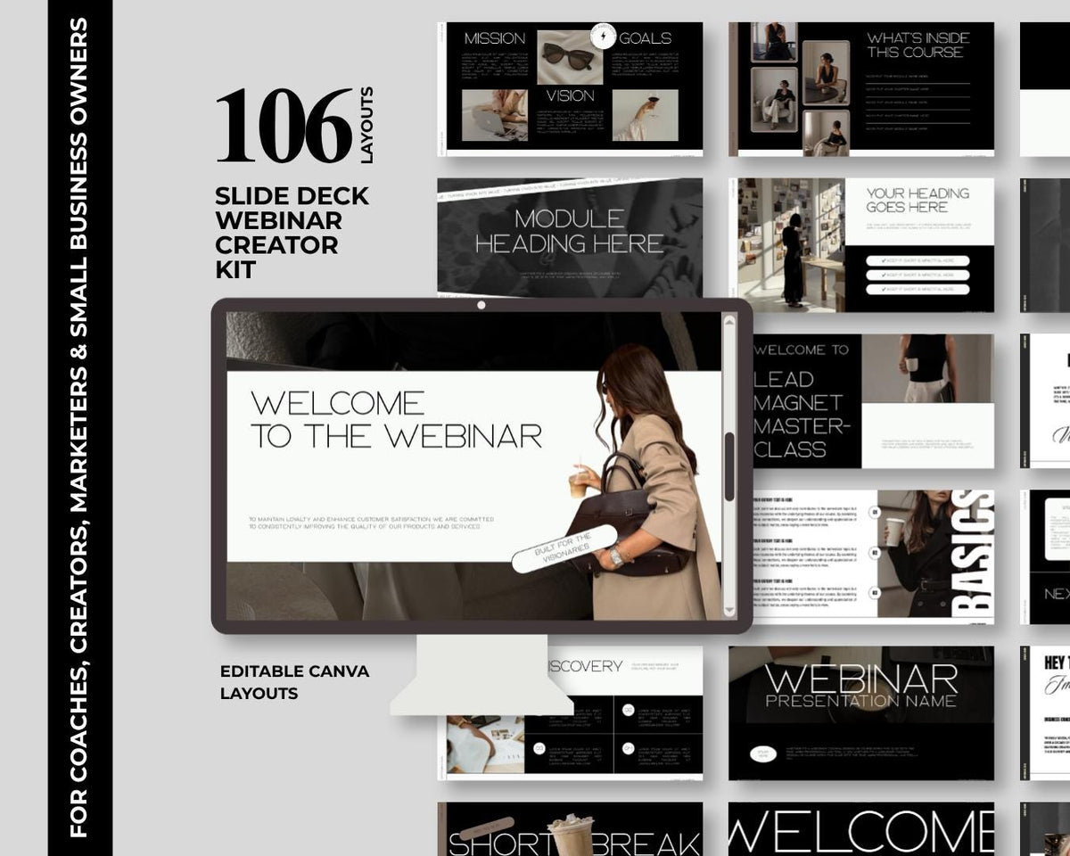 Masterclass Slide Deck Template | Workshop Presentation | Webinar Slides Canva Template | Business Training, Course Creator, Coaching Kit