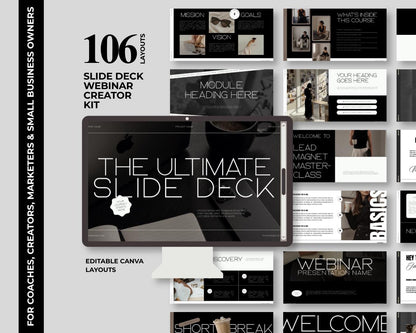 Masterclass Slide Deck Template | Workshop Presentation | Webinar Slides Canva Template | Business Training, Course Creator, Coaching Kit