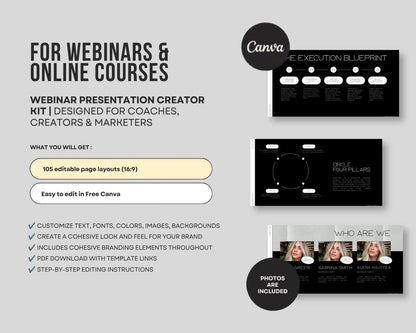 Masterclass Slide Deck Template | Workshop Presentation | Webinar Slides Canva Template | Business Training, Course Creator, Coaching Kit
