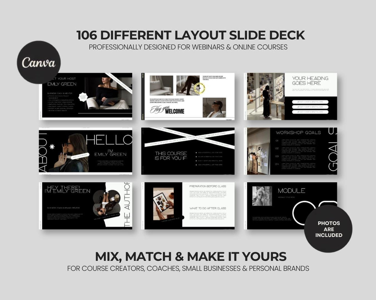Masterclass Slide Deck Template | Workshop Presentation | Webinar Slides Canva Template | Business Training, Course Creator, Coaching Kit