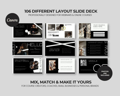 Masterclass Slide Deck Template | Workshop Presentation | Webinar Slides Canva Template | Business Training, Course Creator, Coaching Kit