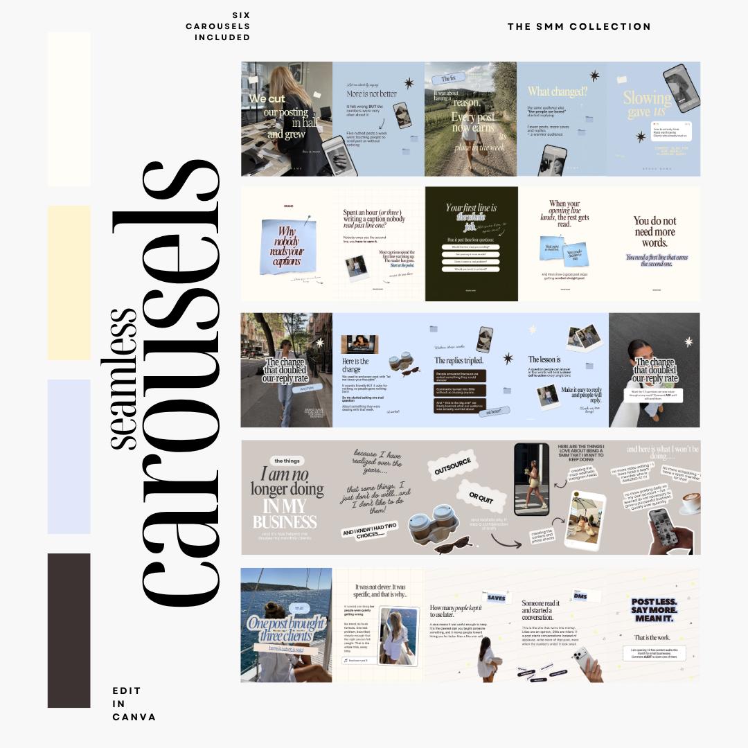 Seamless Instagram Carousel | Aesthetic Instagram Carousel | Carousel Instagram Posts | Scrapbook Carousels Posts | Trendy Canva Carousels