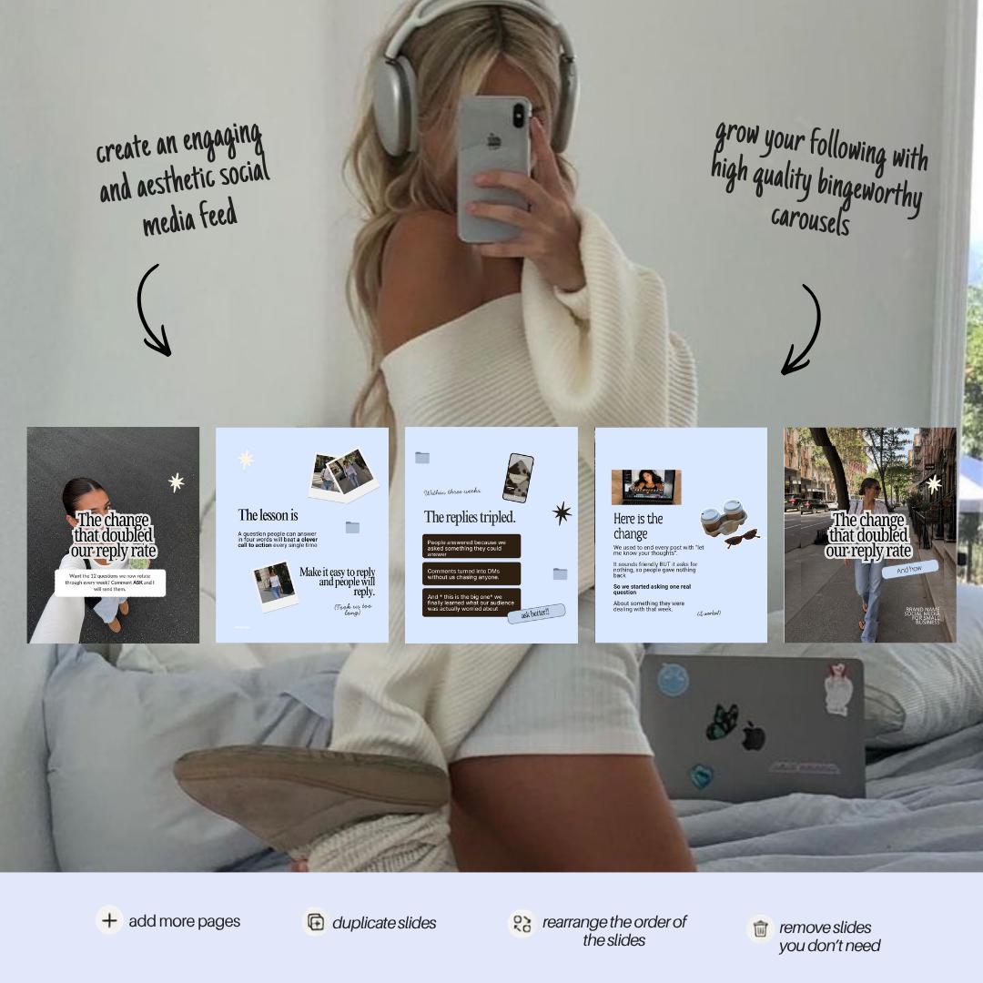 Social Media Instagram Carousel | Aesthetic Instagram Carousel | Carousel Instagram Posts | Scrapbook Carousels Posts | Trendy Canva Posts