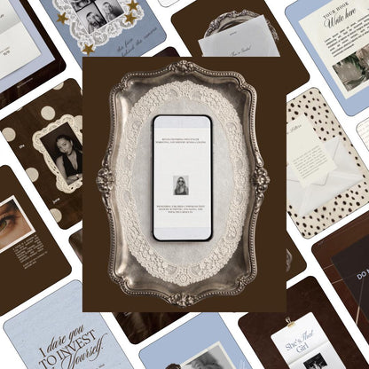 Content Creator Instagram Templates, Coquette Aesthetic Canva Post Templates, Vintage Brown Lace Scrapbook Feed Kit for Influencers, 20 Pack