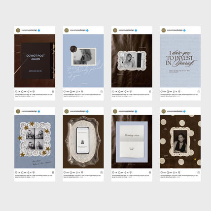 Content Creator Instagram Templates, Coquette Aesthetic Canva Post Templates, Vintage Brown Lace Scrapbook Feed Kit for Influencers, 20 Pack