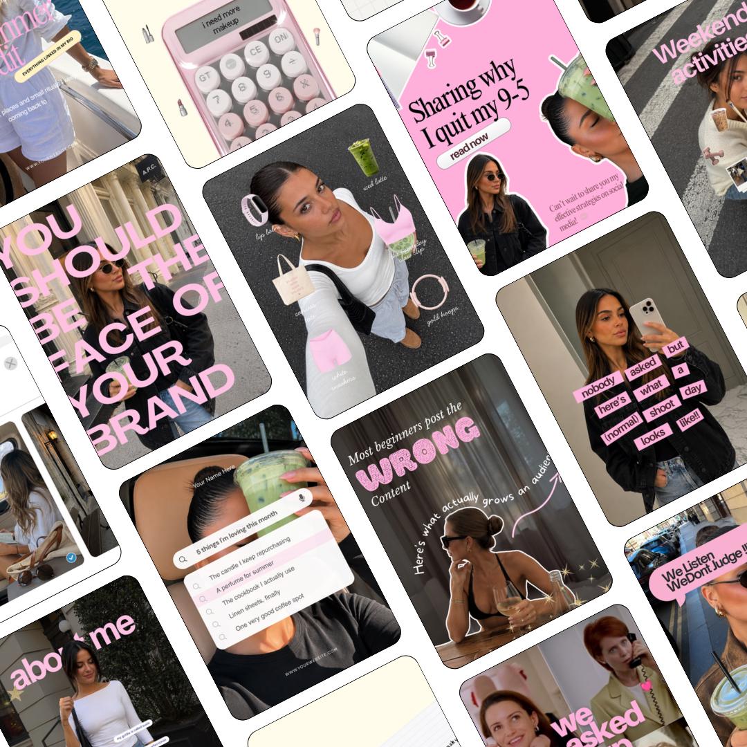 Pink Viral Instagram Templates | UGC Content Creator Social Media (Canva) Pink, Yellow