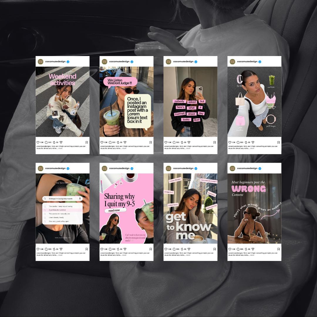 Pink Viral Instagram Templates | UGC Content Creator Social Media (Canva) Pink, Yellow