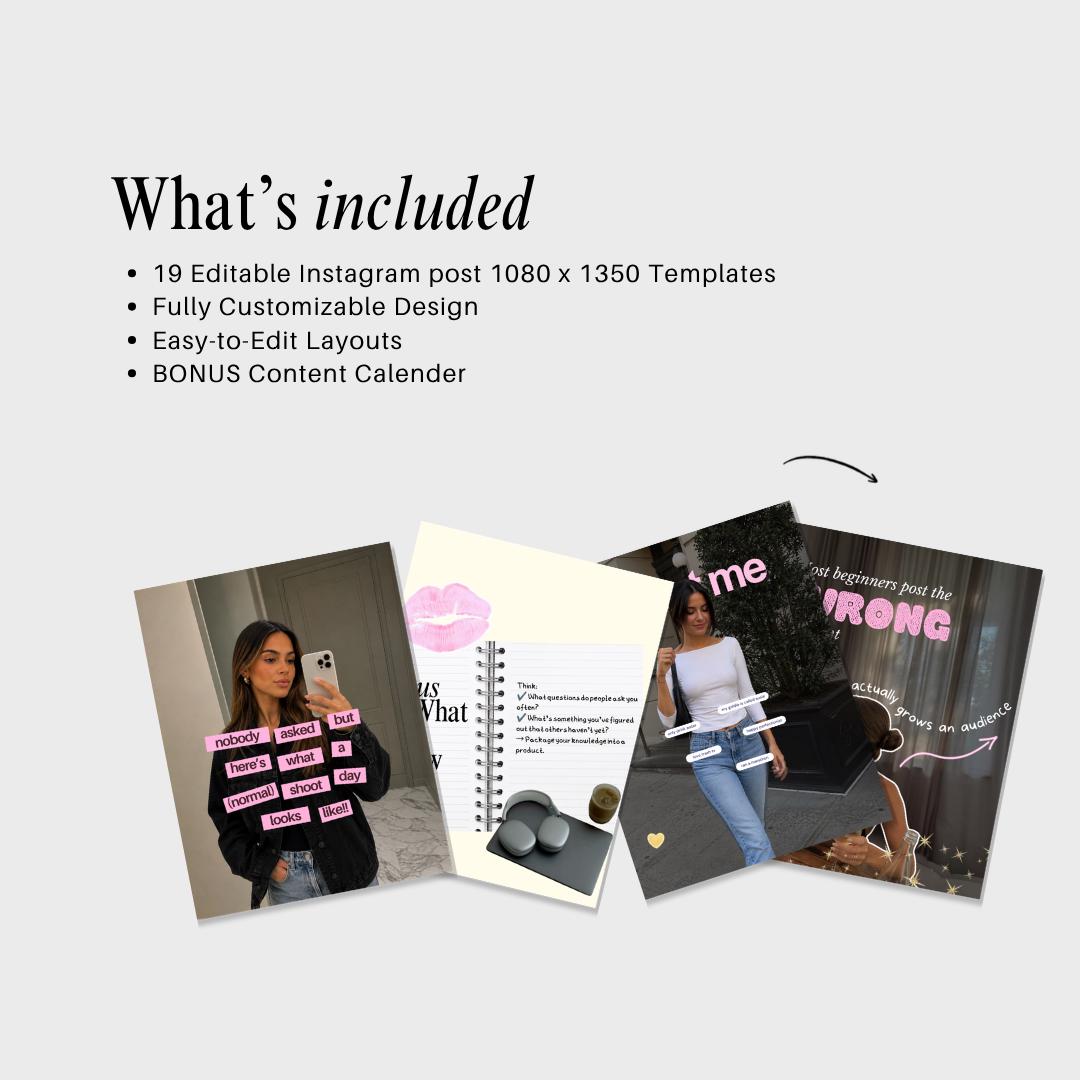 Pink Viral Instagram Templates | UGC Content Creator Social Media (Canva) Pink, Yellow
