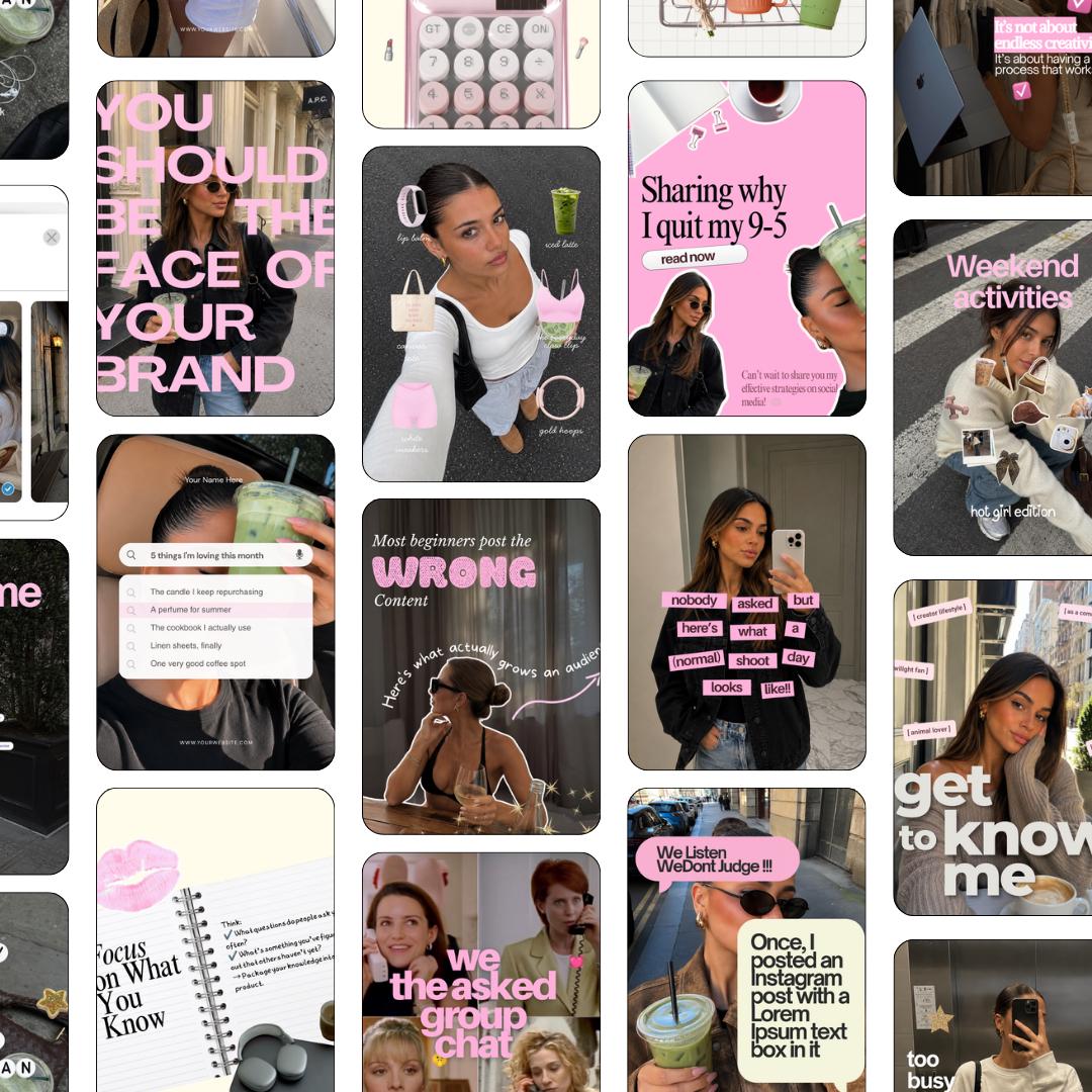 Pink Pinteresty Instagram Templates | UGC Content Creator Social Media (Canva) Pink, Yellow