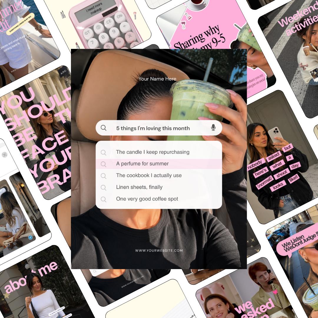 Pink Pinteresty Instagram Templates | UGC Content Creator Social Media (Canva) Pink, Yellow