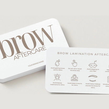 Brow Lamination Aftercare Cards | Lash & Brow Care Card for Clients | Editable Printable Salon Marketing Template | Beauty Business Card