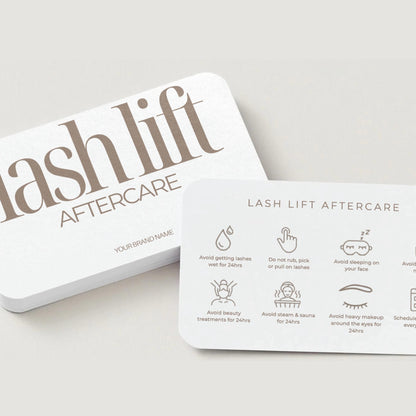 Lash Lift Aftercare Cards | Lash & Brow Care Card for Clients | Editable Printable Salon Template | Beauty Business Card