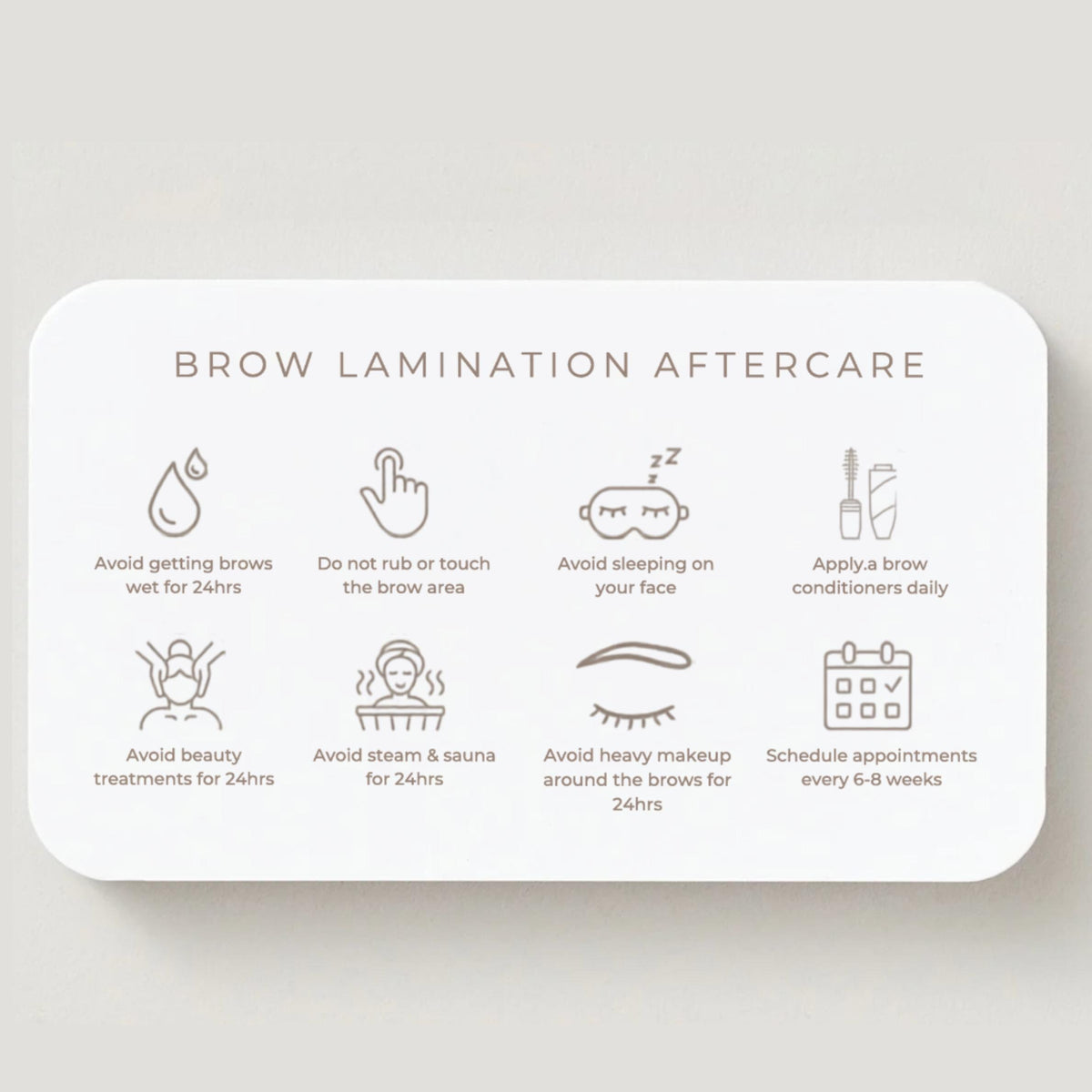 Brow Lamination Aftercare Cards | Lash & Brow Care Card for Clients | Editable Printable Salon Marketing Template | Beauty Business Card