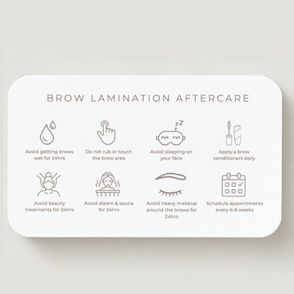 Brow Lamination Aftercare Cards | Lash & Brow Care Card for Clients | Editable Printable Salon Marketing Template | Beauty Business Card