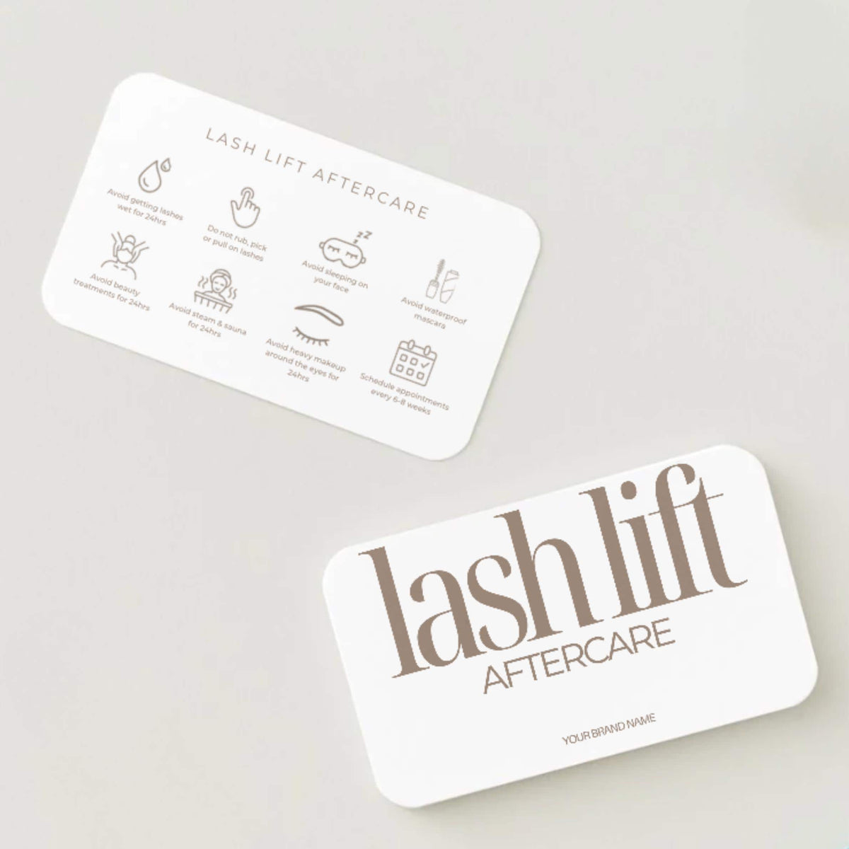 Lash Lift Aftercare Cards | Lash & Brow Care Card for Clients | Editable Printable Salon Template | Beauty Business Card