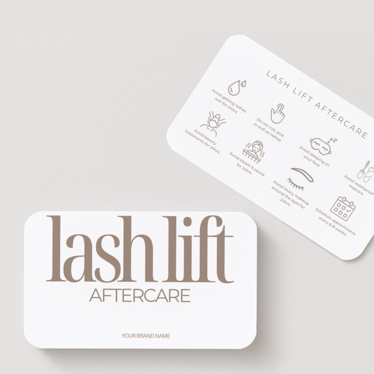 Lash Lift Aftercare Cards | Lash & Brow Care Card for Clients | Editable Printable Salon Template | Beauty Business Card