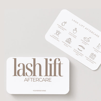 Lash Lift Aftercare Cards | Lash & Brow Care Card for Clients | Editable Printable Salon Template | Beauty Business Card