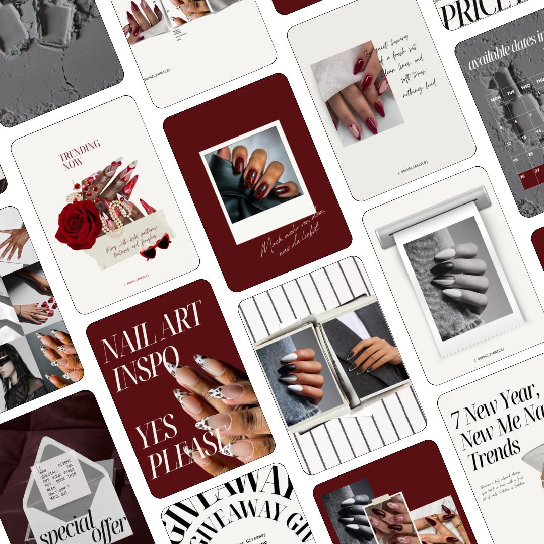 Nail Tech Social Media Canva Templates for Instagram | Editable Aesthetic Modern Salon