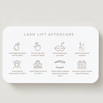 Lash Lift Aftercare Cards | Lash & Brow Care Card for Clients | Editable Printable Salon Template | Beauty Business Card