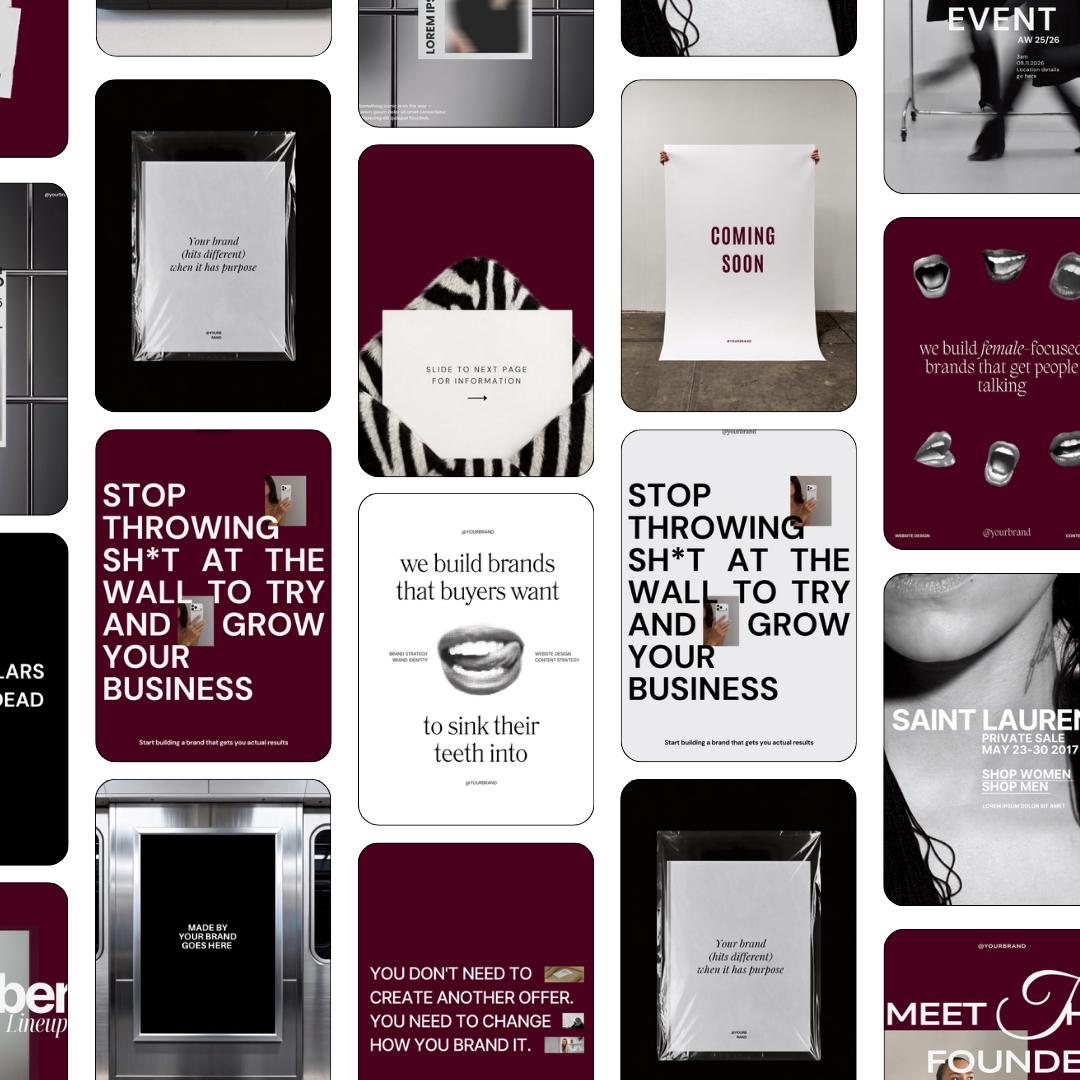 Editorial Instagram Templates Canva, Editable Social Media Templates for Business, Luxury Aesthetic Instagram Post, Burgundy