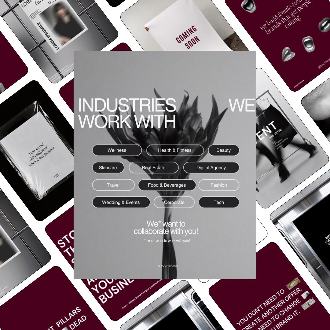 Editorial Instagram Templates Canva, Editable Social Media Templates for Business, Luxury Aesthetic Instagram Post, Burgundy