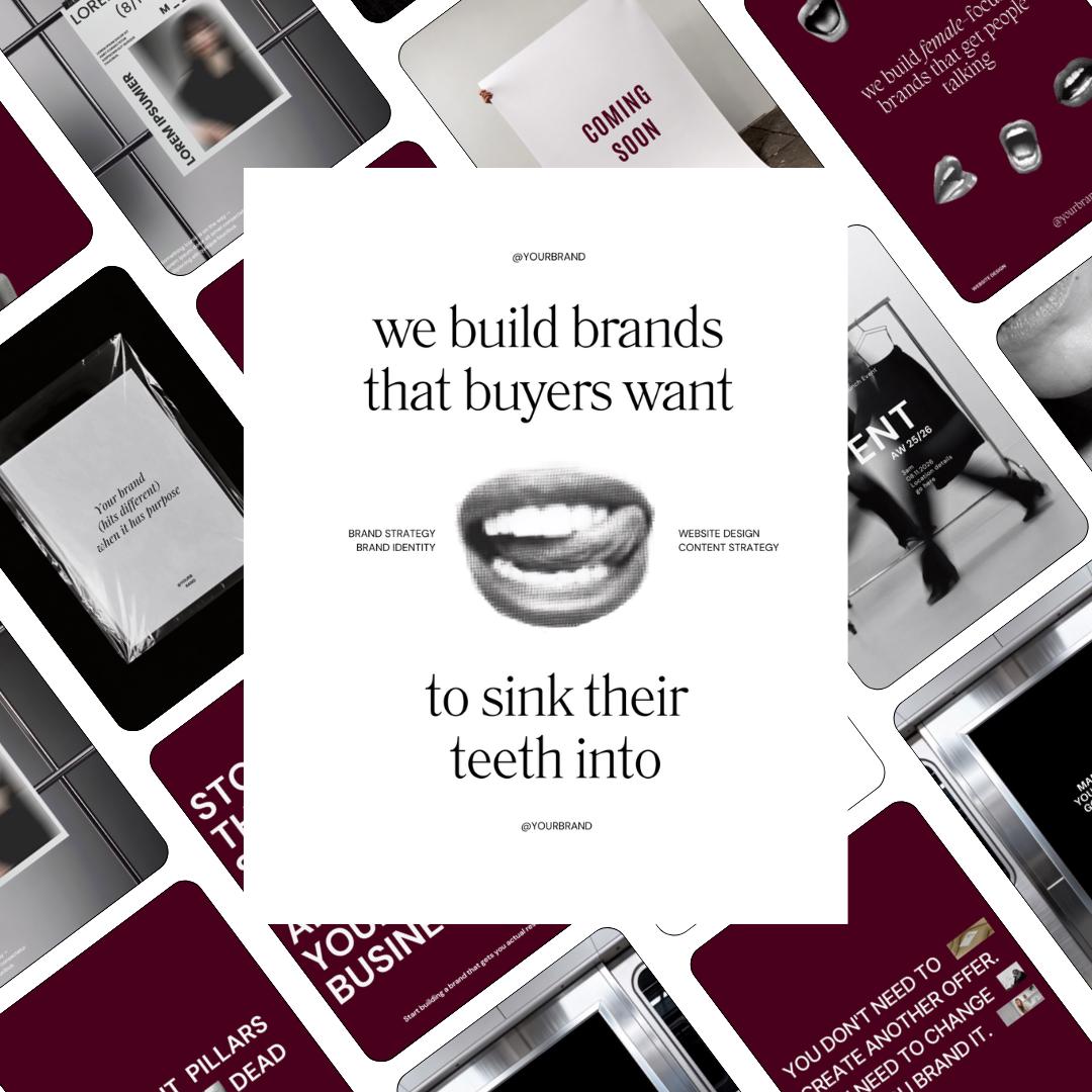 Editorial Instagram Templates Canva, Editable Social Media Templates for Business, Luxury Aesthetic Instagram Post, Burgundy