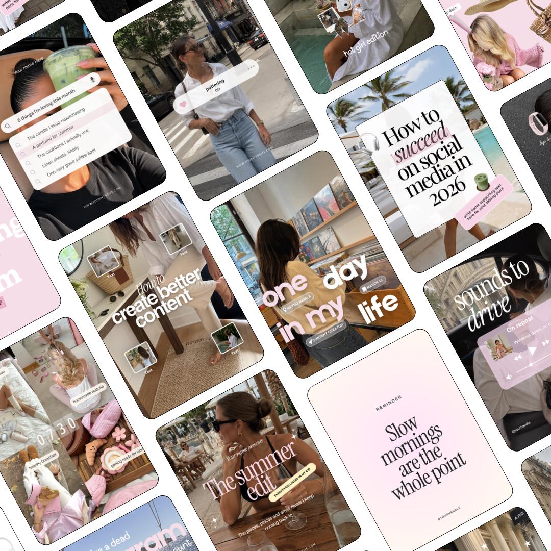 UGC Influencer Lifestyle Content Creator Instagram Templates, Pink Feminine Canva Templates for Social Media