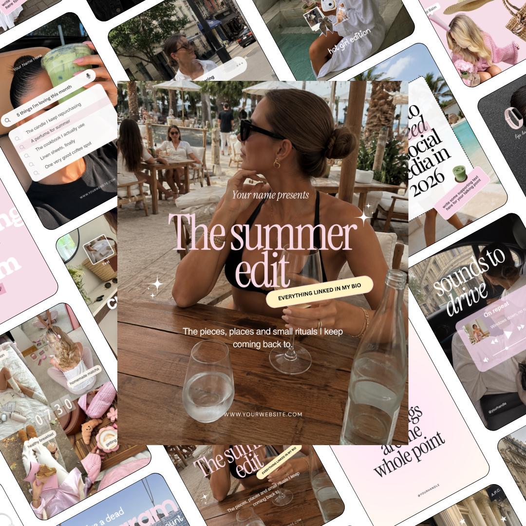 UGC Influencer Lifestyle Content Creator Instagram Templates, Pink Feminine Canva Templates for Social Media