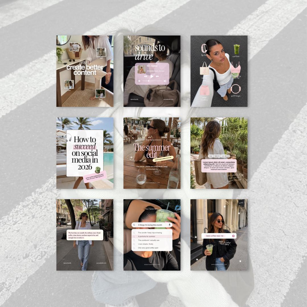 UGC Influencer Lifestyle Content Creator Instagram Templates, Pink Feminine Canva Templates for Social Media